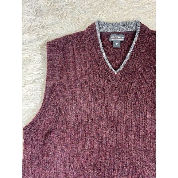 Woolrich Men’s Burgundy Red & Gray Sweater Vest 100% Wool Size XL - Picture 8 of 8